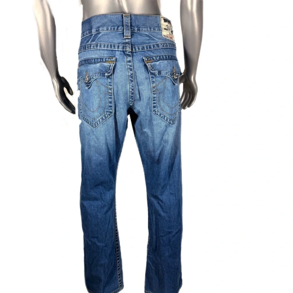 True Religion | Deer Hallow Denim Orange Stitch Straight Leg Jeans